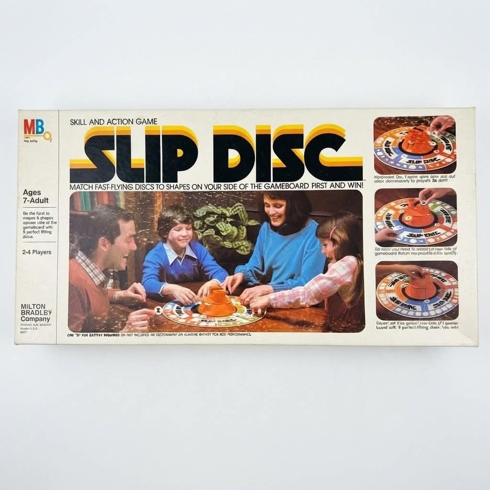 Vtg 1980 Slip Disc Board Game Milton Bradley 4031 Complete Skill Action Boxed